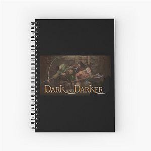 Dark and Darker Art And Logo - Rogue Ranger and Barbarian Party Spiral Notebook