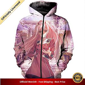 Darling in the Franxx Zip Hoodie 3D PrintedZero Two in Cherry Blossoms