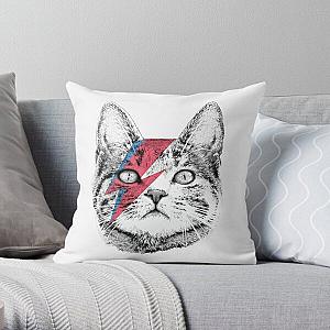 Ziggy Stardust Cat , David Bowie, Wo Throw Pillow