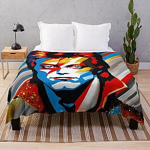 David Bowie Art. Ziggy Stardust Glam Rock Polyart Throw Blanket