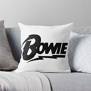 David Bowie Black Script Throw Pillow