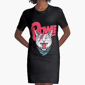 David Bowie Cat  Graphic T-Shirt Dress