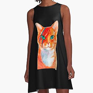 David Bowie Cat Rebel A-Line Dress