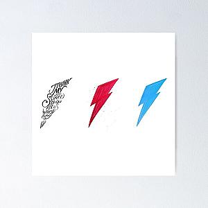 David Bowie Triple Lightning Bolt Poster