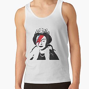 Banksy UK England God Save the Queen Elisabeth with David Bowie rockband face makeup HD HIGH QUALITY ONLINE STORE Tank Top