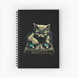 Cat DJ - Blue Kitty - DJ Cat - Deadmau5 - Deadmouse Spiral Notebook