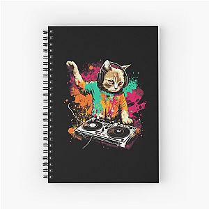 Cat DJ - Splash 90s - DJ Cat - Deadmau5 - Deadmouse Spiral Notebook