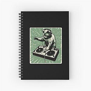 Cat DJ - Green Block Print - DJ Cat - Deadmau5 - Deadmouse Spiral Notebook