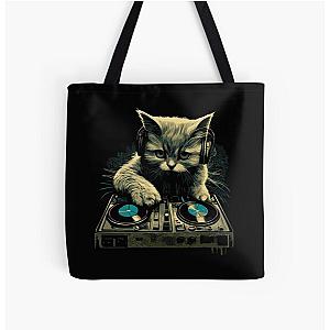 Cat DJ - Blue Kitty - DJ Cat - Deadmau5 - Deadmouse All Over Print Tote Bag