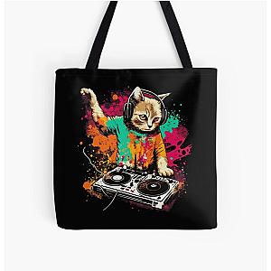 Cat DJ - Splash 90s - DJ Cat - Deadmau5 - Deadmouse All Over Print Tote Bag