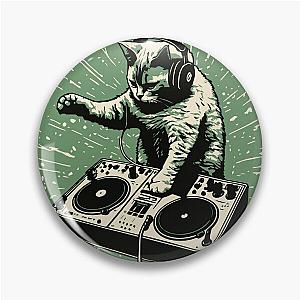 Cat DJ - Green Block Print - DJ Cat - Deadmau5 - Deadmouse Pin