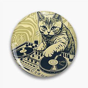 Cat DJ - Yellow Block Print - DJ Cat - Deadmau5 - Deadmouse Pin