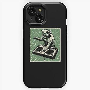 Cat DJ - Green Block Print - DJ Cat - Deadmau5 - Deadmouse iPhone Tough Case