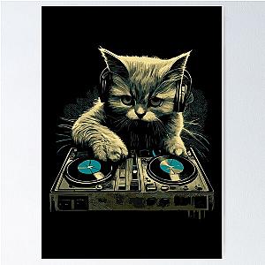 Cat DJ - Blue Kitty - DJ Cat - Deadmau5 - Deadmouse Poster