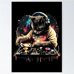 Cat DJ - Space Galaxy - DJ Cat - Deadmau5 - Deadmouse Poster