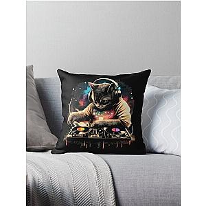 Cat DJ - Space Galaxy - DJ Cat - Deadmau5 - Deadmouse Throw Pillow