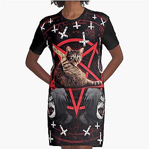 satanic cat pentagram death black metal band exorcist Graphic T-Shirt Dress