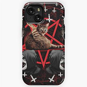 satanic cat pentagram death black metal band exorcist iPhone Tough Case