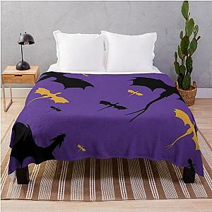 Fourth Wing Deep Purple Dragon Throw Blanket