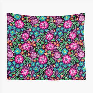 SAYULITA BRIGHT TROPICAL FLORAL in MEXICAN STYLE on Deep Purple - UnBlink Studio by Jackie Tahara Tapestry