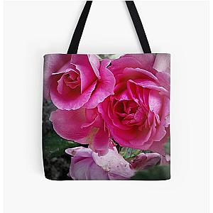 Deep Purple Roses All Over Print Tote Bag