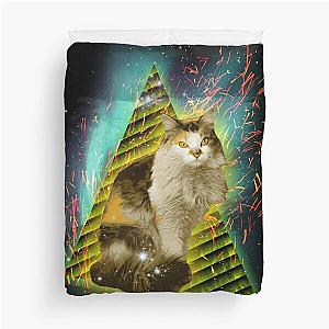 80s Cat - Def Leppard Inspired 1980s Retro T-shirt Design - Tabby Duvet Cover