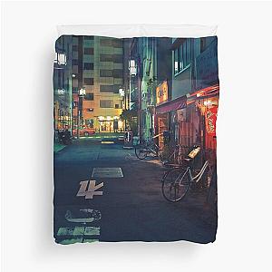 Neo Tokyo Quiet Street in Shinjuku Duvet Cover