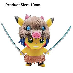 10cm Inosuke Pokemon Pikachu Cosplay Demon Slayer Figure Toy