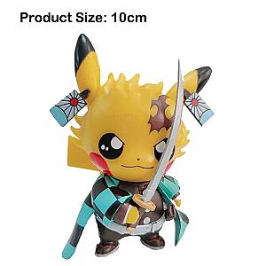 10cm Tanjiro Pokemon Pikachu Cosplay Demon Slayer Figure Toy