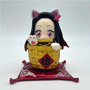 12cm Nezuko Sitting On Basket Demon Slayer Funny Anime Figure Toys