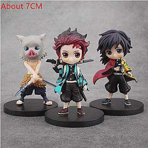 6cm Tanjiro Inosuke Giyu Set Demon Slayer Anime Figure Toy