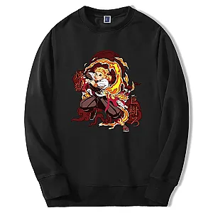 Demon Slayer Hot Japan Anime Rengoku Manga Graphic Sweatshirt Oversize Fleece Harajuku