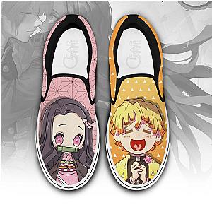 Zenitsu And Nezuko Slip On Sneakers Custom Anime Demon Slayer Shoes DSS0611