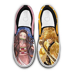 Nezuko and Zenitsu Slip On Sneakers Custom Anime Demon Slayer Shoes DSS0611