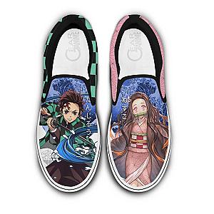 Nezuko and Tanjiro Slip On Sneakers Custom Anime Demon Slayer Shoes DSS0611