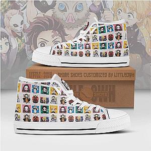 Demon Slayer High Top Canvas Shoes Custom Cute Chibi Face Anime Sneakers DSS0611