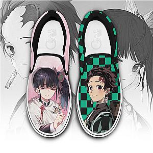 Tanjiro and Kanao Slip On Sneakers Demon Slayer Custom Anime Shoes DSS0611