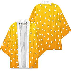 Demon Slayer Kimono Zenitsu Agatsuma Robe Anime Cloak Cardigans Cosplay Costume DSS0611