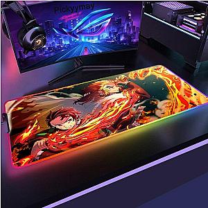 Demon Slayer Tanjiro and Rengoku Large LED Anime Mouse Pad Desk Mat