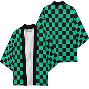 Demon Slayer Kimono Tanjiro Kamado Pattern Robe Anime Cloak Cardigans Cosplay Costume DSS0611