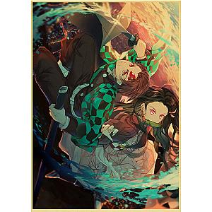 Nezuko Fight alongside Tanjiro Demon Slayer Poster