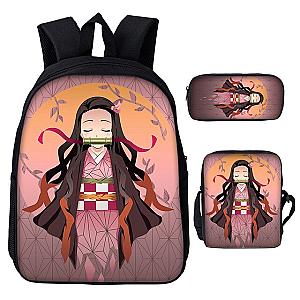 Cute Anime Backpack Set 3 Pieces Demon Slayer New Fashion Schoolbag