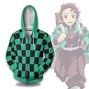 Tanjiro Kamado Pattern Hoodie Demon Slayer Anime Casual Cosplay Costume DSS0611