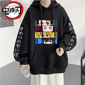 Anime Demon Slayer Characters Eyes Cartoon Print Hoodies