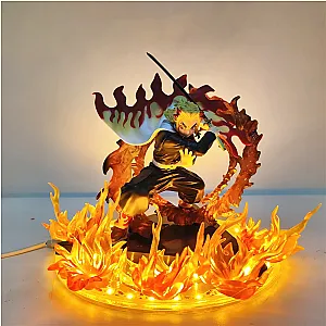 Demon Slayer Rengoku Kyoujurou Anime Fire Led Scene Figures Toys