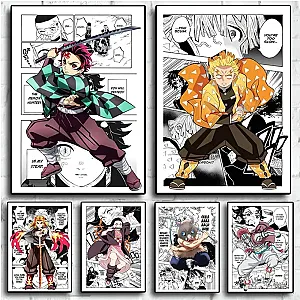 Anime Demon Slayer Tanjiro Inosuke Characters Comics Home Decor Posters