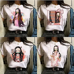 Japanese Anime Demon Slayer Oversize Women Clothing Graphic T-shirt