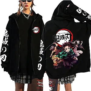 Hot Anime Demon Slayer Sweatshirts With Zipper Hoodies