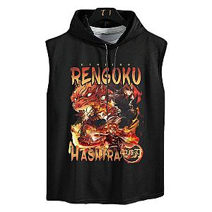 Demon Slayer Kyoujurou Hashira Rengoku Sleeveless Anime Oversize Hooded Vests Tank Tops