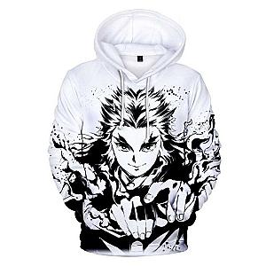 Kimetsu no Yaiba Hoodie  Rengoku Black &amp; White Official Merchandise